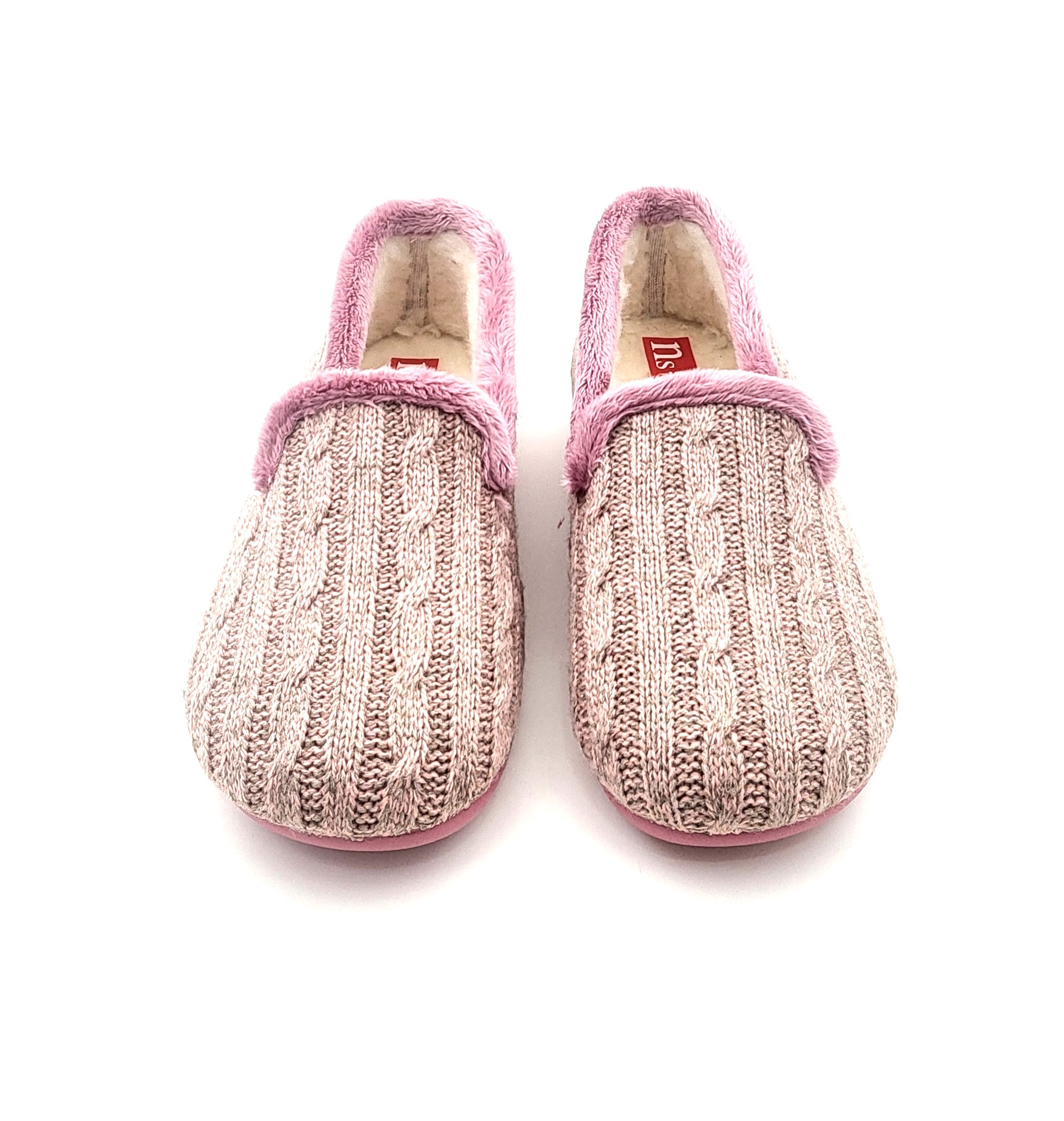 Zapatilla cerrada de punto con dibujo de ochos con borreguito blanco - Imagen 5