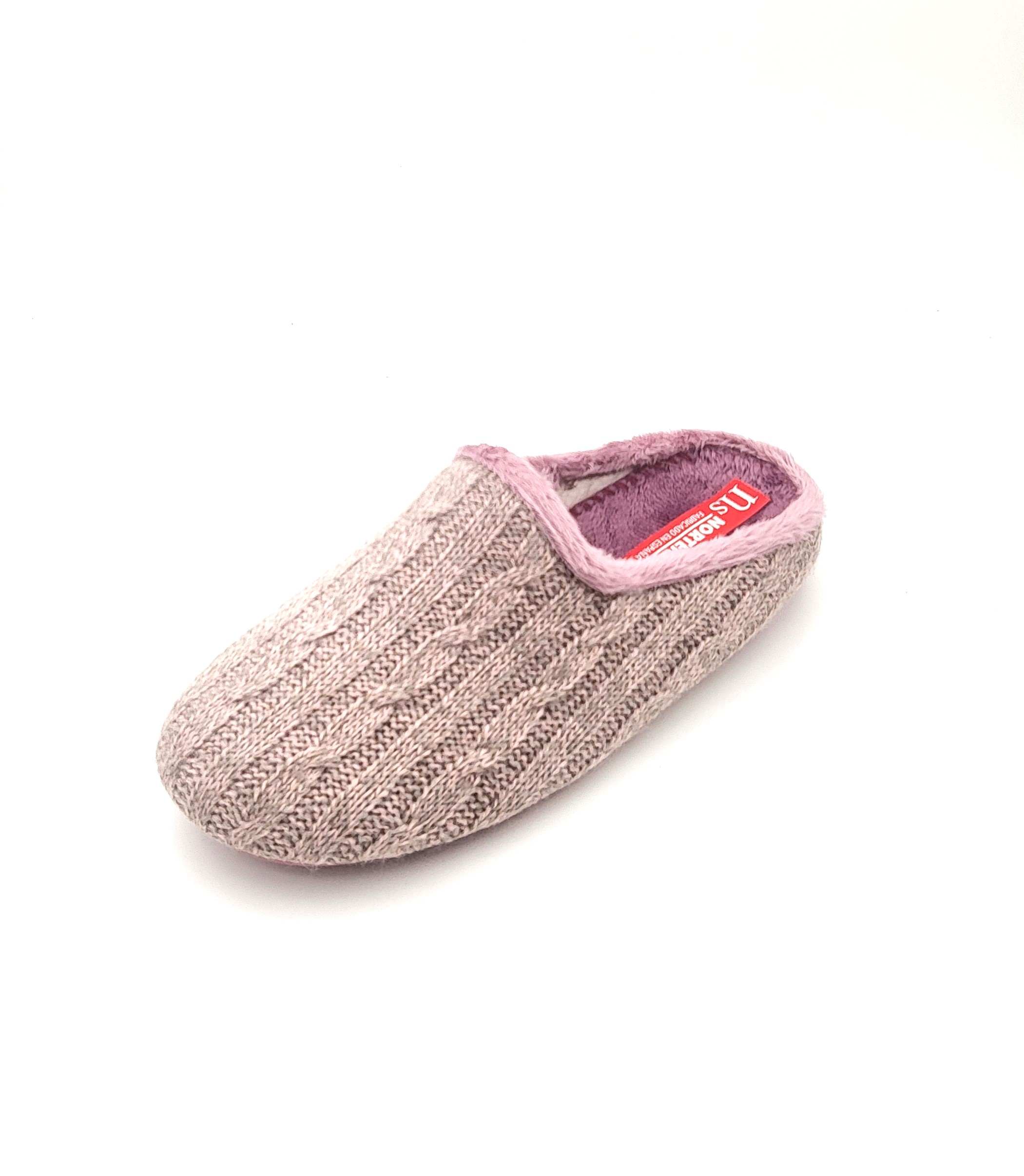 Zapatilla abierta de punto con dibujo de ochos con borreguito blanco - Imagen 4