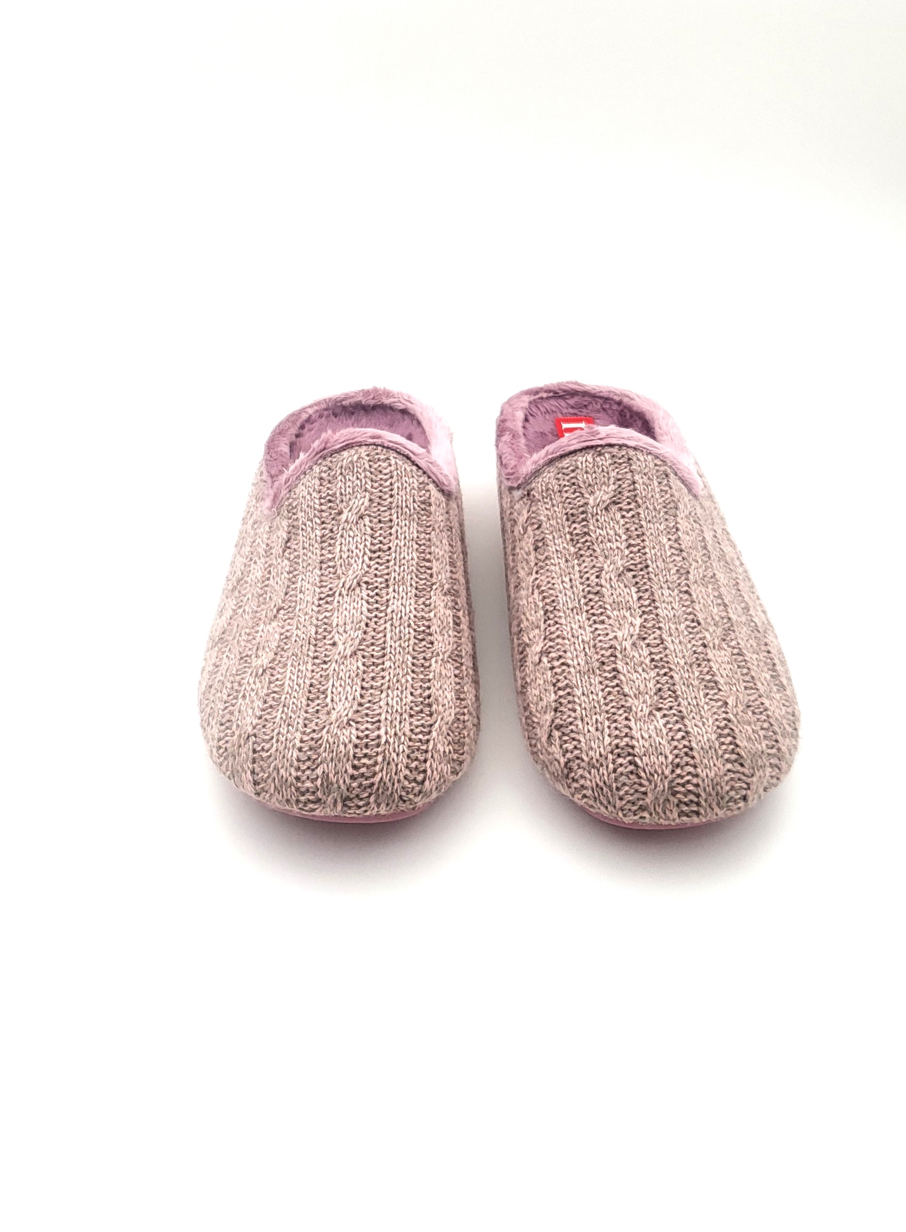 Zapatilla abierta de punto con dibujo de ochos con borreguito blanco - Imagen 2