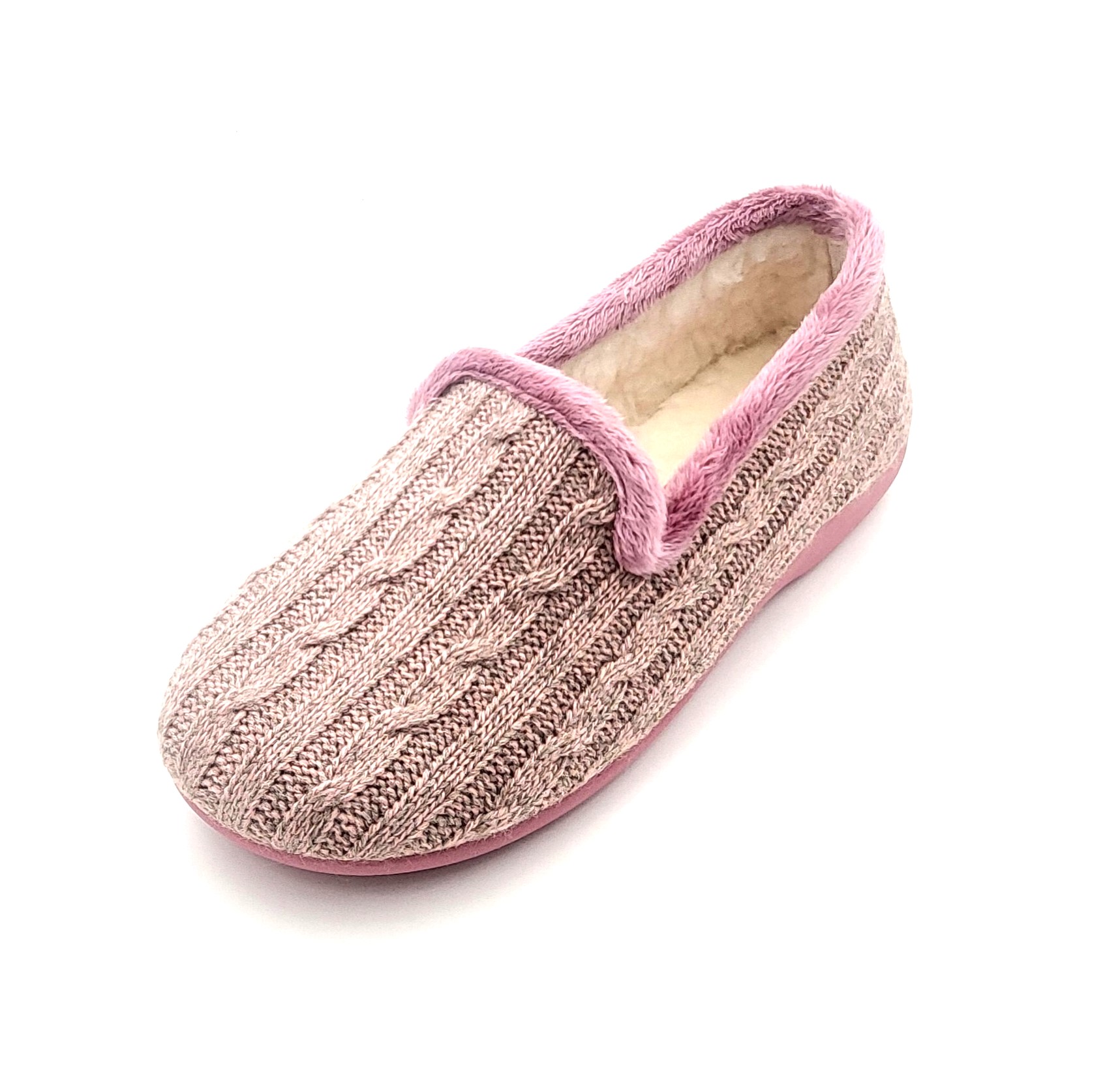 Zapatilla cerrada de punto con dibujo de ochos con borreguito blanco - Imagen 3