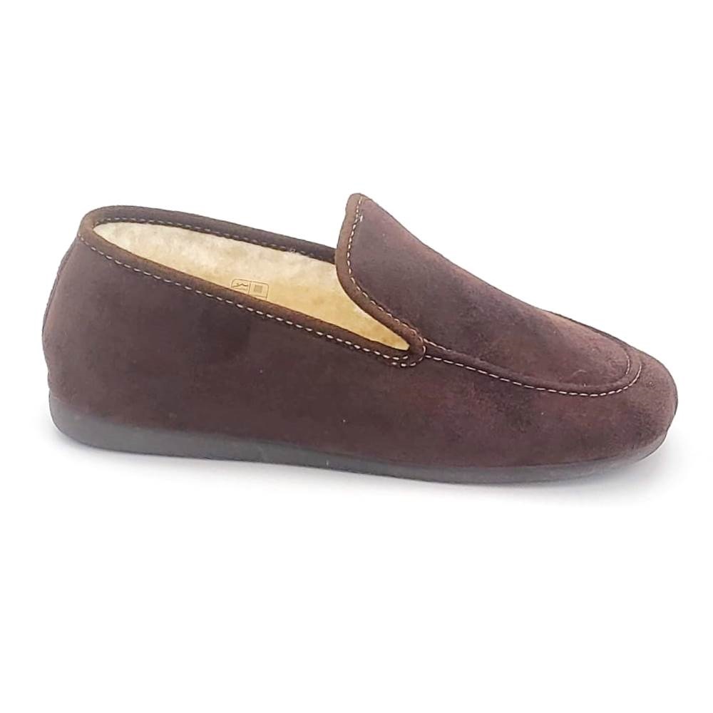 Zapatilla de casa para hombre cerrada de borreguito y suela de goma antideslizante - Imagen 3