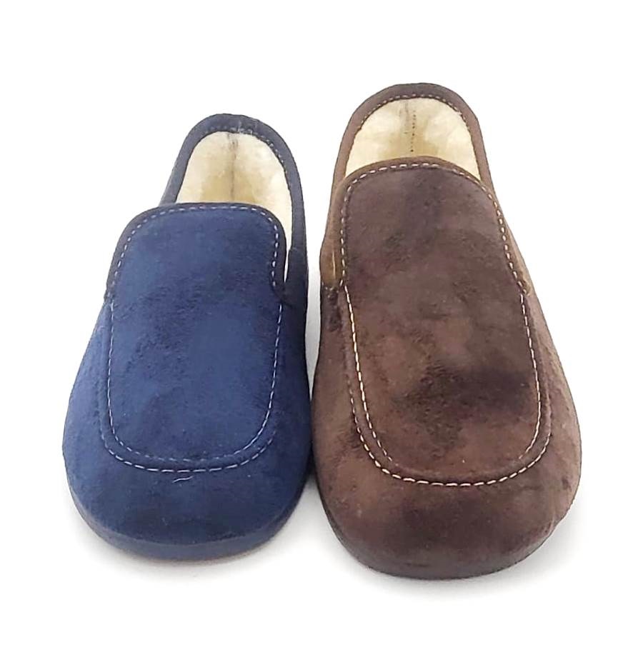 Zapatilla de casa para hombre cerrada de borreguito y suela de goma antideslizante - Imagen 5